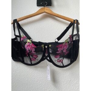 NWT 38G Adore Me Women's Jamilla Unlined Underwire Mesh with Embroidery Bra